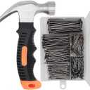 Picture Hanging Kit, cSeao 415 Pieces Hardware Nail Assortment Kit & 8oz Claw Hammer,Mini Hammer with Anti-Slip Handle,Common Nails, Wood Nails, Picture Hanging Nails, Wall Nails for Hanging