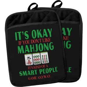 2 x Mahjong Gifts Pot Holders for Kitchen，Mahjong Gifts for Women，Funny Oven Mitts,Cute Pot Holders,Funny Kitchen Decor,Potholder(Color-02)