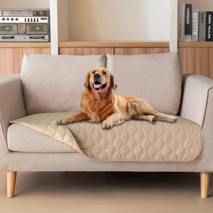 gogobunny Stronger Waterproof Pet Blanket, Scratch Proof Furniture Protector for Dogs Cats, Reversible Cover 32x53 Inch, Dark Beige