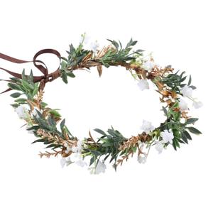 Green Fairy Flower Crown - Renaissance Headpiece Bridal Fairy Floral Headband for Women Girls Wedding Renaissance Birthday Party Prom Photography