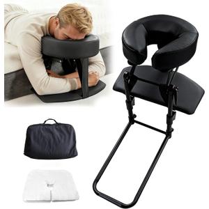 Massage Headrest for Bed, Portable Home Use Massage Table Face Cradle Kit for Sleeping Mattress, Face Down Pillow After Eye Surgery with Handrest Storage Bag & Disposable Headrest Covers