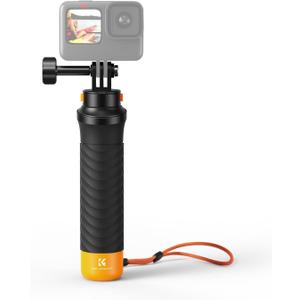 K&F Concept Waterproof Floating Hand Grip Compatible With GoPro Hero 13 12 11 10 9 Black, DJI Osmo Action 5 Pro/4/3/2, Akaso, Anti-Slip Handle for Water Sports, Action Camera Handler Mount Accessories