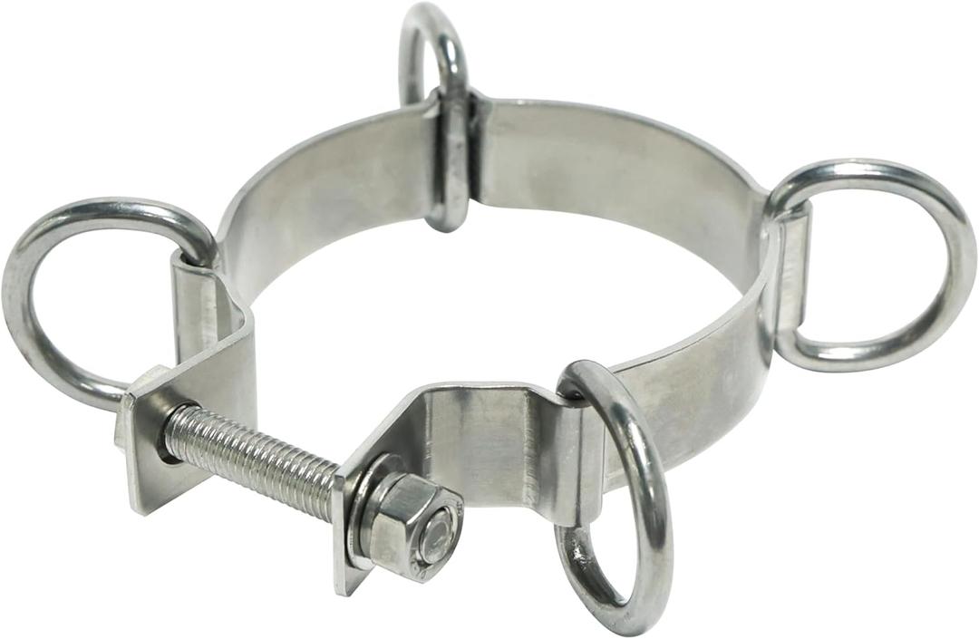 AMGO 2.75-3" Stainless Steel D-Ring Clamp - Sun Shade Sail Pole Accessories - for Heavy Duty Shade Sail Stand Pole, Canopy support Pole, Space Durable Versatile Replacement Poles