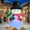SRKLH 8 FT Christmas Inflatables Snowman Yard Decoration, Blow Up Snowman with Christmas Tree Outdoor Decoration with Rotating LED Lights for Holiday Party Garden Lawn Decor, Xmas New Year Kids Gifts