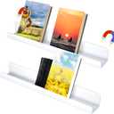 2pcs Magnetic Book Shelf, Whiteboard Magnetic Bookshelf Magnetic Floating Book Stand Magnetic Book Display Holder Magnetic Rack for Whiteboard Classroom Home (White)
