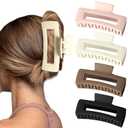 5 Inch Extra Large Claw Clips for Strong Hold - XL Jumbo Matte Hair Clips 4PCS Oversized Giant Clips for Long Curly Hair for Women (01-Neutral)