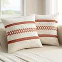 MIULEE Set of 2 Burnt Orange Fall Decorative Pillow Covers 20x20 Inch Farmhouse Rustic Boho Couch Throw Pillows Modern Cotton Cushion Covers Retro Cute Macrame Woven Home Decor for Bed Sofa Chair
