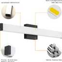 Bathroom Vanity Light Brushed Nickel Square LED 24 inch 14W 4000K Natural White Light Wall Bar Lighting Fixtures Over Mirror (Matte Black, 24 inch 5CCTDimmable)