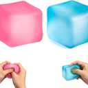 Stress Cube Squishy Toys,Relief High Density Ice Squeeze Ball, Ice Cubes Squishies for Anxiety Relief, Slow Rising Ice Cubes Stress Balls, Focus & Play (Two Solid Colors)