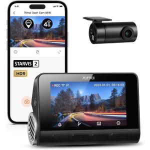 70mai A810 4K Dash Cam Front and Rear, Dual Dash Camera for Cars with Starvis 2 HDR Night Vision, 4G LTE Support, ADAS, Built in GPS & WiFi, 24/7 Parking Mode, AI Motion Detection, Time-Lapse