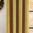 Randall Yellow Leather Blackout & Silence Thermal Insulated Curtains in Ultra Soft Faux Suede 95% Blackout & Noise Reducing for Bedroom/Living Room  Grommet Blackout Curtain, 52 W x 84 L Inch