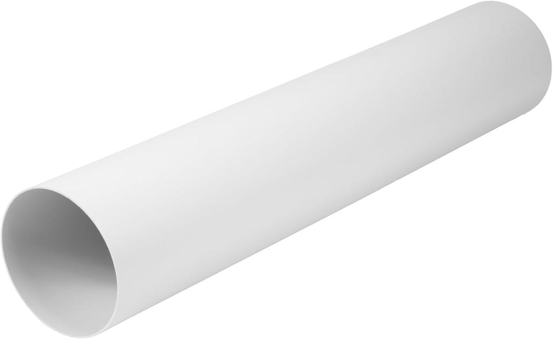 5" Inch Round Straight Plastic Ventilation Duct - 39" Inch Long Rigid Ducting Vent - Replacement Pipe Extension Fresh Air Circulation - Through-Wall Vent Duct Straight Plastic Pipe for HVAC Ducting