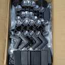 Acrylic Dog Playpen Indoor, 10 PCS Plastic Puppy Playpen with Door, Clear PlayPen for Dog Cat Rabbit Ferret, Preferable Small Dog Cage, Easy Assemble Pet Pen, 50" L x 33.5" W x 24" H, Black