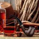 Joyoldelf Smoking Pipe, Wooden Tobacco Pipe with Elegant Gift Case Packaging, Handmade Pipe Tobacco with Wind Cap Cover, Cleaning Brush, 9mm Pipe Filter, Tobacco Pipe Stand and Smoking Accessories