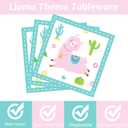 ZOIIWA 96 Pcs Llama Birthday Party Supplies for 24 Guests Alpaca Llama Birthday Plates Napkins Tableware Party Decorations Mexican Cactus Dinnerware Favor for Kids Girls Baby Showers