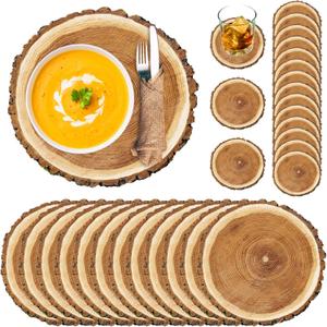 Geosar 200 Disposable Paper Placemats and Coasters Set Summer Hawaiian Luau Placemat with Coasters Outdoor Indoor for Greenery Jungle Dining Table Decoration Shower Birthday(Wood Grain)