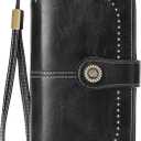 RNIEGA Womens Wallet Leather Billfold RFID Blocking Credit Card Holder Wristlet Wallets for Women Ladies Purses with Zipper Coin Pocket