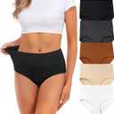 Womens Underwear,Cotton Mid Waist No Muffin Top Full Coverage Brief Ladies Panties Lingerie Undergarments for Women Multipack (Small, Multicolor New 5pack)