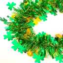 33FT St Patrick's Day Tinsel Garland Decorations Green Shamrock and Gold Wafer Irish Decor Shiny Thick Metallic Hanging Garland for St Patricks Day Home Indoor Outdoor Party Supplies-(Green+Gold)