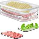 Deli Meat Container for Fridge with Airtight Lid, 3-Layer Lunch Meat Container for Fridge, Transparent Stackable Cold Cuts Storage Containers for Meats Cold Cuts Cheese, BPA Free, 18.6oz, 1Pack
