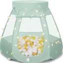 Baby Ball Pit for Toddler: with Star Lights - Pop Up Princess Play Tent for Kids - Indoor Outdoor Baby Girl Toys Birthday Gifts - NO Balls (Grayish Green Tent)