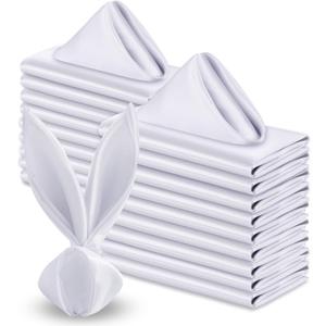 VACVELT 50 Pack White Satin Napkins 20x20 Inch Wedding Napkins Bulk, Decorative Elegant Dinner Napkins Square Table Napkins Decor, Silky Satin Cloth Napkins for Restaurant Banquet Graduation Party