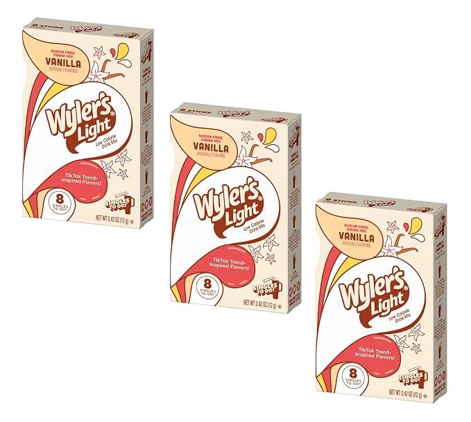 Wyler's Light Vanilla Singles To Go Drink Mix - 8 Count, Pack of 3
8 Servings Each, 24 Total Servings - Vanilla Sugar Free Water Flavoring Packets, Powdered Drink Mix - Just Add Water