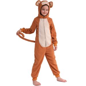 Sincere Party Fleece Monkey Onesie Monkey All in One Halloween Costume for Kids 2XL(12-14)