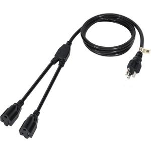 2 Way Power Cord Splitter Cable 6 Ft-3 Prong 1 to 2 Extension Cord-Outlet Saver-Elecan Male to Female Y Splitter Power Extension Cable StripUL Certified SJTW 16 Gauge 13 A/125 V Black