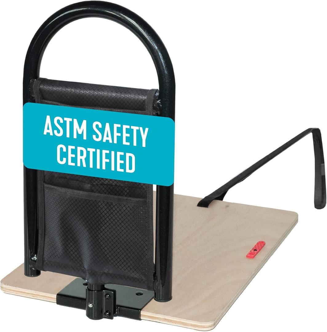 Stander BedCane, Adult Bed Rail and Support Handle, Bedside Safety Elderly Stand Assist with Organizer Pouch, ASTM Safety Approved Bedrail