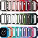 Sieral 24 Pcs Smart Watch Screen Protector Watch Bumper Case Hard Pc Case with Tempered Glass Screen Protective Cover Compatible with Iwatch for Men Women, Assorted Colors(42mm) (42 mm)