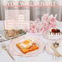 WDF 100PCS Pink Plastic Plates - Heavy Duty Pink and Gold Disposable Plates - Include 50 Dinner Plate 10" and 50 Cake Plastic Plate 7" for Baby Shower/Wedding/Spring/Bridal Shower/Tea Party/Mother's Day, 