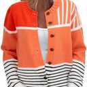 Women's Funny Fall Winter Animal Floral Christmas Tree Long Sleeve Button Knit Cardigan Sweater Size M