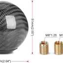 Carbon Fiber Shift Knob Gear,Universal Carbon Fiber Style Round Ball Shift Knob with 3 Adapter,Fit for Manual Car (Black)