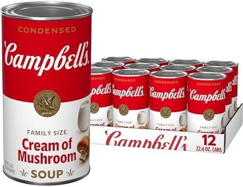 Campbell's Condensed Cream of Mushroom Soup, 22.6 oz Family Size Can (12 Pack),Best By 09 AUG 27