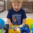 Paw Patrol Chase 3rd Birthday Boy Shirt - Toddler T-Shirt Gift Outfit for Party - Clothes for 3 Year Old Boys (4T, Blue)