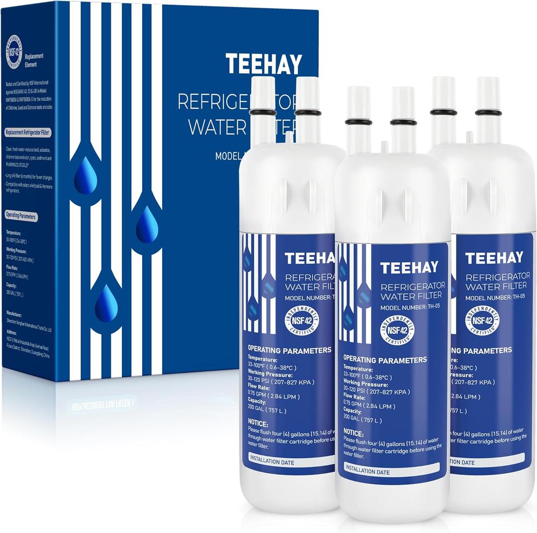 Water Filter Replacement for P8RFWB2L, P4RFKB2, P8WB2L, WHR1RXD1, W10394044, WRS588FIHZ (3 Pack)