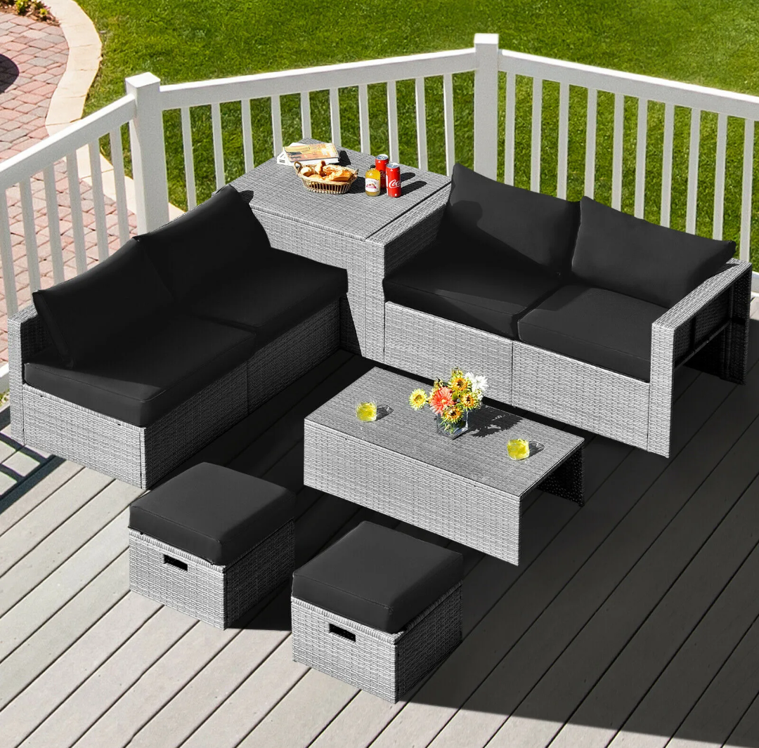 Patiojoy 8PCS Patio Rattan Furniture Set Storage Waterproof Cover (Box 1 of 4)