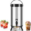 Insulated Beverage Dispenser 12L/3.2Gal, Stainless Steel Drink Dispenser, Hot Water Urn, Coffee Dispenser, Milk Bucket Pail Bucket, Hot Beverage Dispenser for Party Home (Silver)