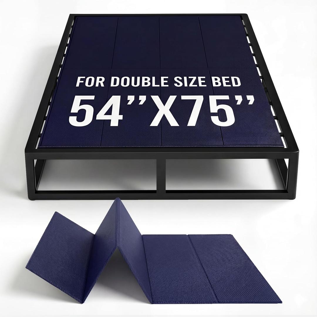 10mm Bunkie Board (54x75Full Size) | Lightweight Design, Low Profile Bed Support, Breathable, Noise Minimizing, Moisture Resistant, Split Fully Assembled | Bed Support