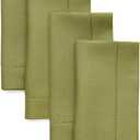Solino Home Linen Napkins Set of 4 - Classic Hemstitch 100% Pure Linen Avocado Green Dinner Napkins Cloth 20 x 20 Inch for Summer - Handcrafted and Machine Washable