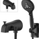 PROOX All Metal Tub Spout with Diverter Matte Black, 6 Settings Hand held Shower with ON/OFF Pause Switch, Bathtub Faucet with Sprayer