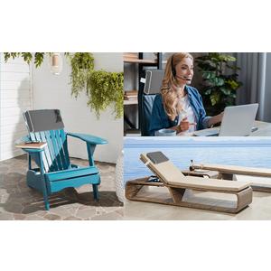 Outdoor Chaise Lounge Head Pillow, Pack Of 2 Water Resistant Headrest Pillows 15.7 x 7.9 inches with Elastic Band for Pool Patio Chair with Sunglasses Pocket, Gray