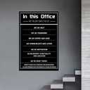 PSYYSP Large Office Rules Canvas Wall Art Framed Motivational Teamwork Quote Poster for Meeting Room Decor Modern Workplace Culture Wall Hanging Inspirational Employee Workspace Decor 36x24 Inch