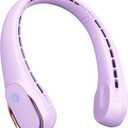 FrSara Neck Fan, Portable Personal Fan Strong Wind, 5200mAh, Air Volume,360 Cooling, No Hair Twisting, Air Volume On 2 Sides, Non-Slip, Quick Charge, Long Use Time, Gift for Women, Men, Birthday (Crystal Purple)