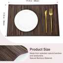 Bamboo Placemats with Fabric Border Set of 8 Natural Bamboo Rectangular Rolling Table Mats for Dining Kitchen Table Heat Resistant Table Protection Dark Brown