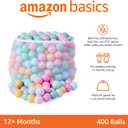 Amazon Basics BPA-Free Ball Pit Balls with Storage Bag, Crush-Proof Plastic for Toddlers Kids 12+ Months Play, 6 Pastel Colors, Pack of 400