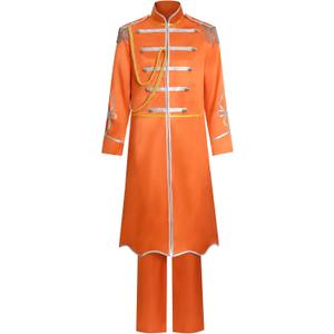 Men's 1960's British Pop-Star Costume Adults 60's Rock Band Musician Cosplay Jacket Costume Suit (X-Large, Orange)