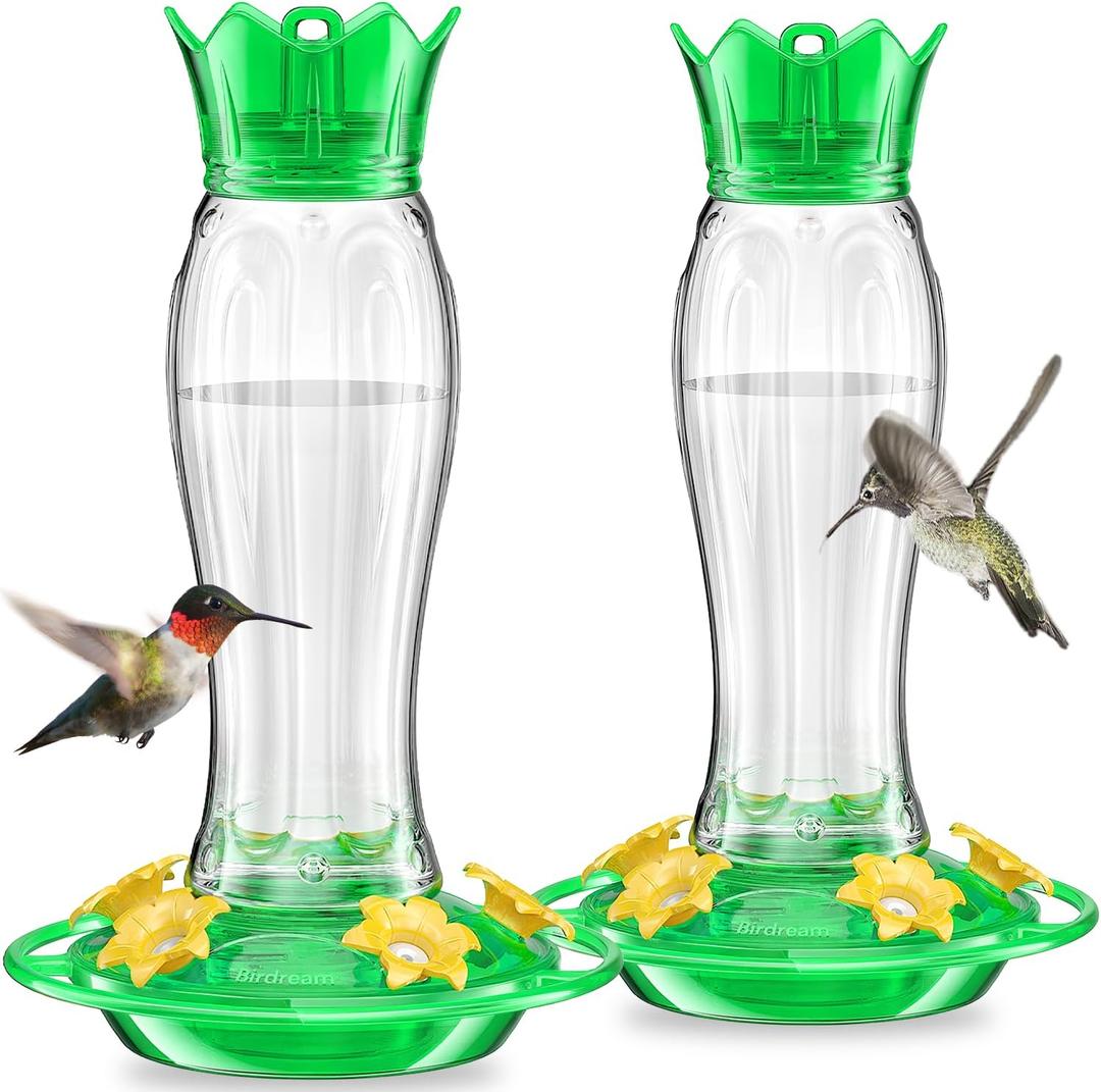 Birdream Hummingbird Feeders for Outdoors, 15oz Hanging Hummingbird Feeders Ant Proof, Easy to Clean and Maintain, Gift for Bird Lover, Green (2 Pack)