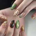 Almond Press on Nails Medium Fake Dopamine False Nails Artificial Stick on Nail for Women 24pcs
